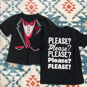 Black Graphic T-Shirts with Red and White Accents